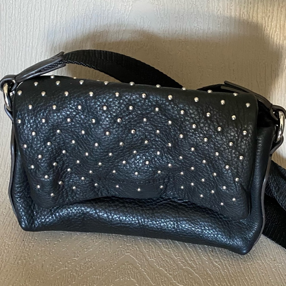 Aimee Kestenberg Broadway Preston Black Leather Crossbody mini bag Silver Studs